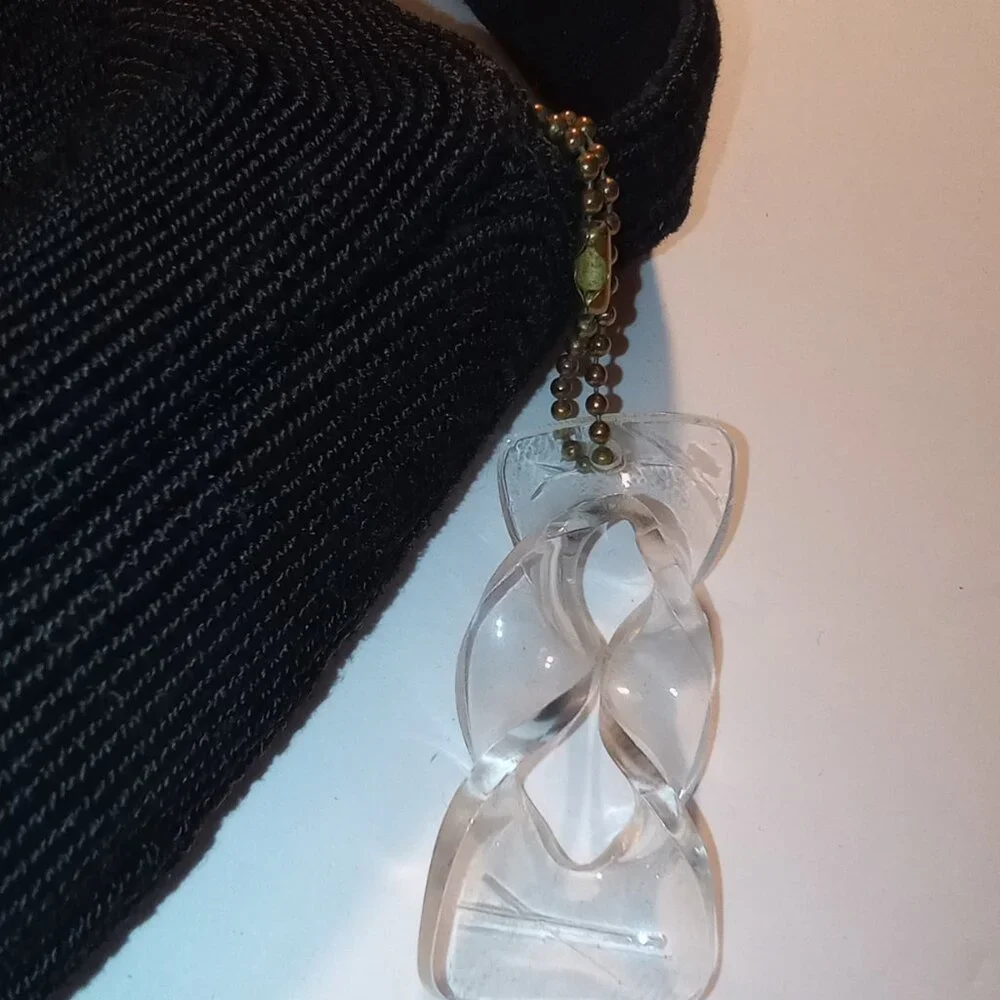 Genuine Corde Black Corded Purse Vintage 30s 40s - Picture 7 of 15